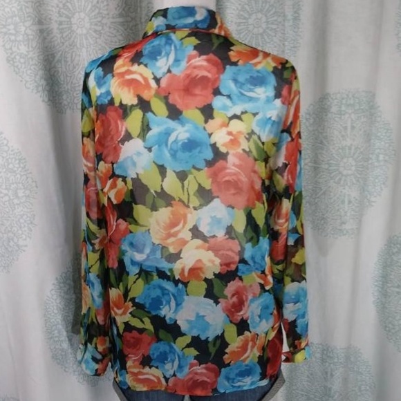Alfred Dunner Sheer Flowered Blouse Size 8 - Picture 3 of 5